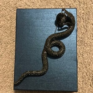 Unique Vintage Black Snake Brooch